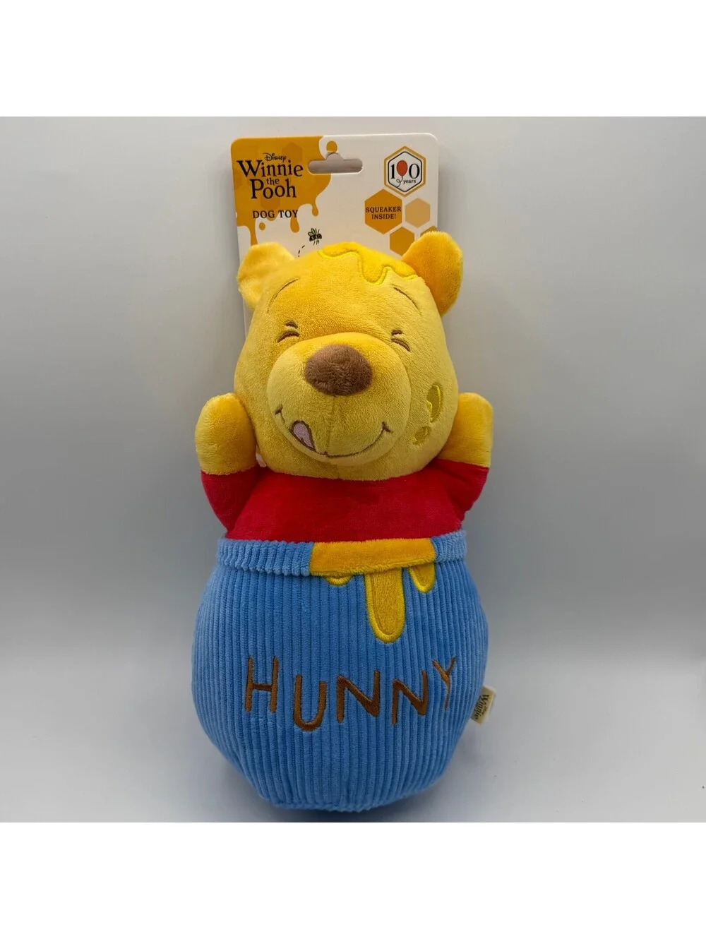 Disney Winnie The Pooh Dog Toy Plush 100 Years Squeaker Hunny Pot Corduroy NWT